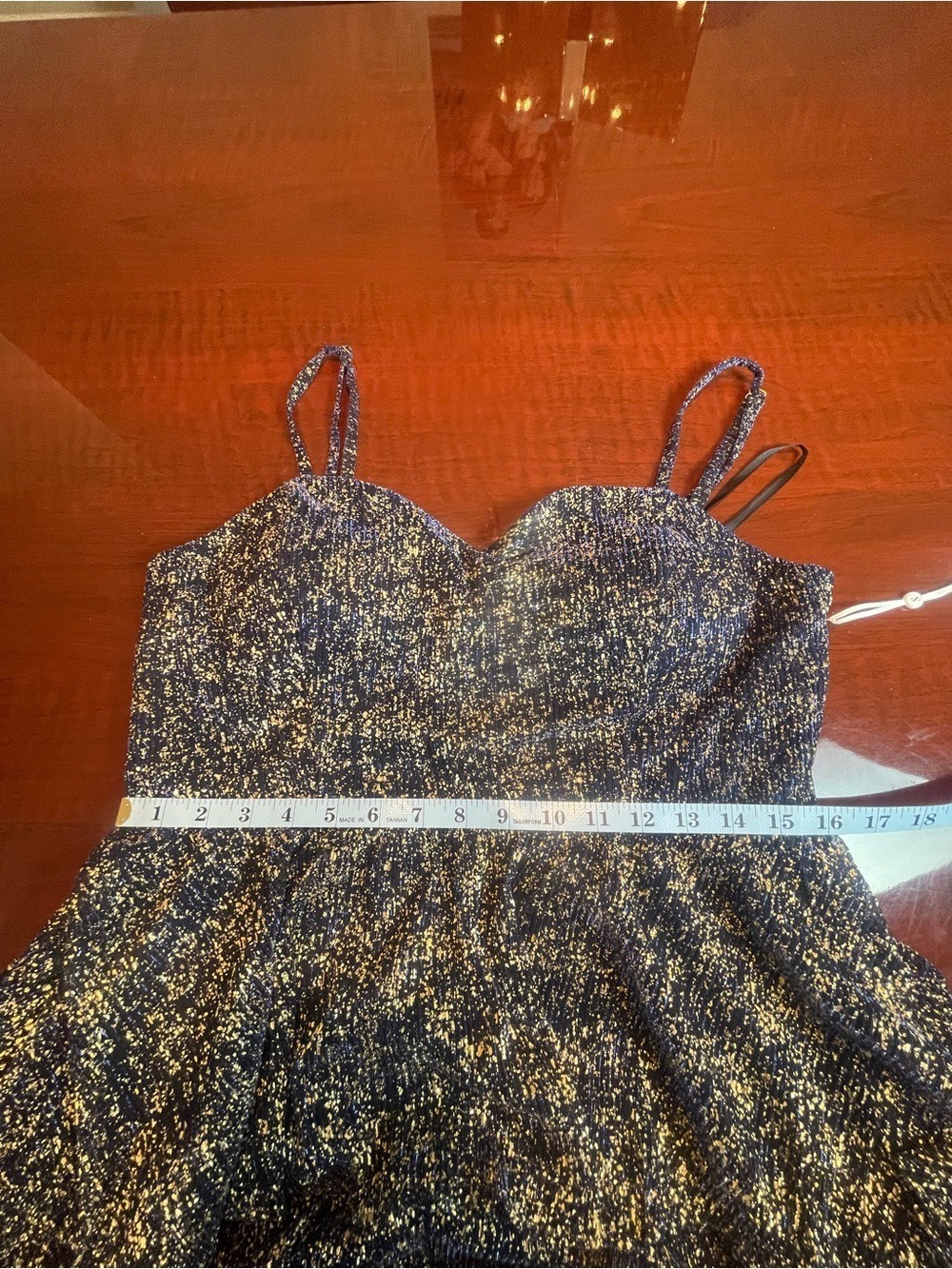 Siena Navy Gold Metallic Tiered Maxi Dress New With Tags Size 14 Shimmer Gown - Picture 7 of 17